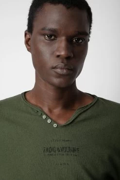 Zadig & Voltaire Monastir Henley T-shirt Used Kaki -Trendy Threads Deals JMTN00241 USED KAKI 5