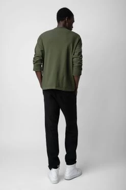 Zadig & Voltaire Monastir Henley T-shirt Used Kaki -Trendy Threads Deals JMTN00241 USED KAKI 6