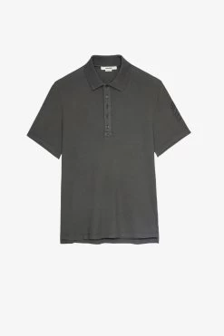 Zadig & Voltaire Dimitri Polo Shirt Carbone -Trendy Threads Deals JMTS00592 CARBONE
