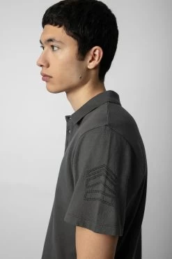 Zadig & Voltaire Dimitri Polo Shirt Carbone -Trendy Threads Deals JMTS00592 CARBONE 4