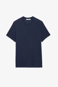 Zadig & Voltaire Stockholm Slub T-shirt Encre -Trendy Threads Deals JMTS00623 ENCRE