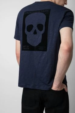 Zadig & Voltaire Stockholm Slub T-shirt Encre -Trendy Threads Deals JMTS00623 ENCRE 5