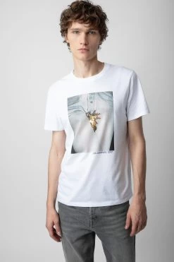 Zadig & Voltaire Tommy Photoprint T-shirt White -Trendy Threads Deals JMTS00640 BLANC 2