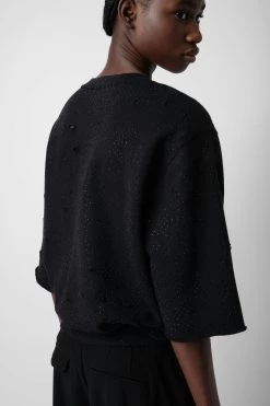 Zadig & Voltaire Edmond Diamanté Sweatshirt Black -Trendy Threads Deals JWSS00585 NOIR 6