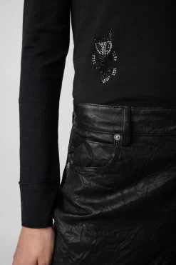 Zadig & Voltaire Diamanté Henley Top Black -Trendy Threads Deals JWTN00434 NOIR 4