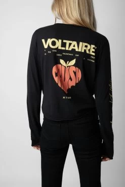 Zadig & Voltaire Crop Concert Crush Henley Top Black -Trendy Threads Deals JWTN00435 NOIR 5