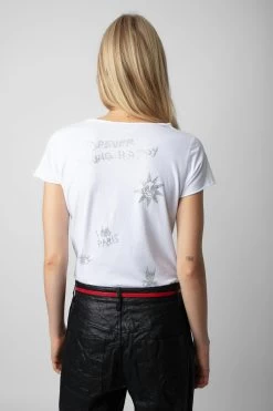 Zadig & Voltaire Diamanté Henley Top White -Trendy Threads Deals JWTN00444 BLANC 5