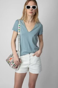 Zadig & Voltaire Story Fishnet T-shirt Glacier -Trendy Threads Deals JWTS01643 GLACIER 3