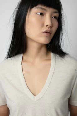 Zadig & Voltaire Wassa Diamanté T-shirt Petale -Trendy Threads Deals JWTS01646 PETALE 5