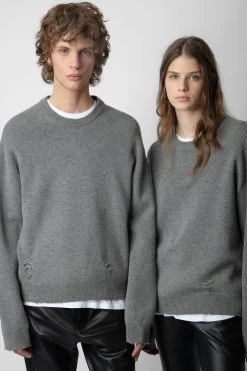 Zadig & Voltaire Marko Sweater Gris Moyen -Trendy Threads Deals KMSW00678 GRIS MOYEN 13