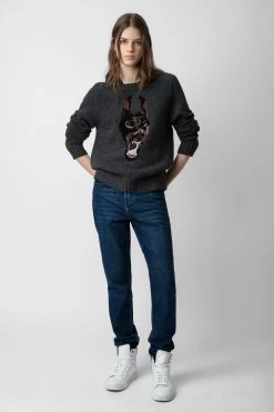 Zadig & Voltaire Jordan Sweater Anthracite -Trendy Threads Deals KMSW00680 ANTHRACITE 12