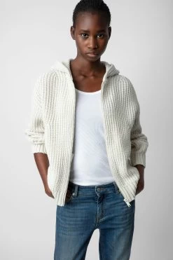 Zadig & Voltaire Anya Rainbow Cardigan Ecru -Trendy Threads Deals KWCA00572 ECRU 2