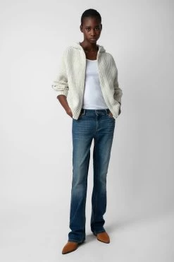 Zadig & Voltaire Anya Rainbow Cardigan Ecru -Trendy Threads Deals KWCA00572 ECRU 3