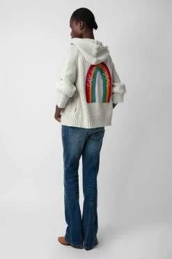 Zadig & Voltaire Anya Rainbow Cardigan Ecru -Trendy Threads Deals KWCA00572 ECRU 4