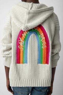 Zadig & Voltaire Anya Rainbow Cardigan Ecru -Trendy Threads Deals KWCA00572 ECRU 5