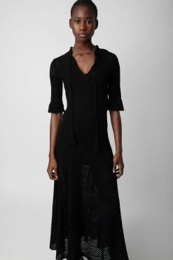 Zadig & Voltaire Memphis Dress Black -Trendy Threads Deals KWDR00169 NOIR 7