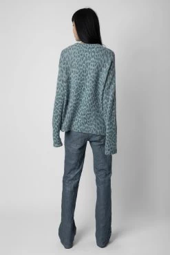 Zadig & Voltaire Markus Leopard Cashmere Sweater Nuage -Trendy Threads Deals KWSW01530 NUAGE 5