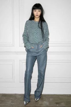 Zadig & Voltaire Markus Leopard Cashmere Sweater Nuage -Trendy Threads Deals KWSW01530 NUAGE 9