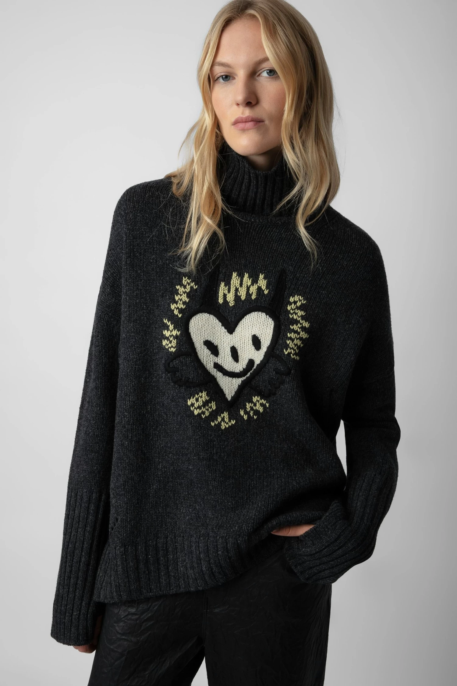 Zadig & Voltaire Alma We Heart Sweater Anthracite 3 Zadig & Voltaire Alma We Heart Sweater Anthracite