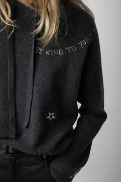 Zadig & Voltaire Marky Cashmere Sweater Kaki Slate -Trendy Threads Deals KWSW01612 KAKI SLATE 4