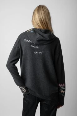 Zadig & Voltaire Marky Cashmere Sweater Kaki Slate -Trendy Threads Deals KWSW01612 KAKI SLATE 5