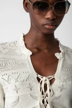 Zadig & Voltaire Taho Sweater Ecru -Trendy Threads Deals KWSW01635 ECRU 4