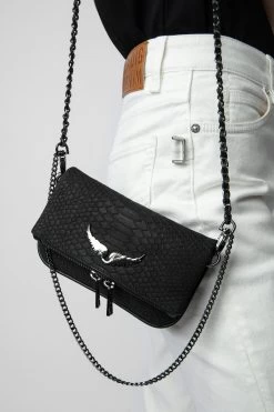 Zadig & Voltaire Nano Soft Savage Rock Clutch Black -Trendy Threads Deals LWBA02229 NOIR 9 1