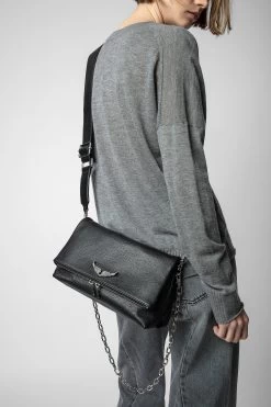 Zadig & Voltaire Swing Your Wings Rocky Bag Noir Silver -Trendy Threads Deals LWBA02248 NOIR SILVER 9