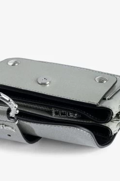 Zadig & Voltaire Kate Metallic Wallet Bag Silver -Trendy Threads Deals LWBA02388 SILVER 6