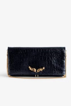 Zadig & Voltaire Rock Embossed Clutch Ink