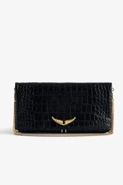 Zadig & Voltaire Rock Embossed Clutch Black