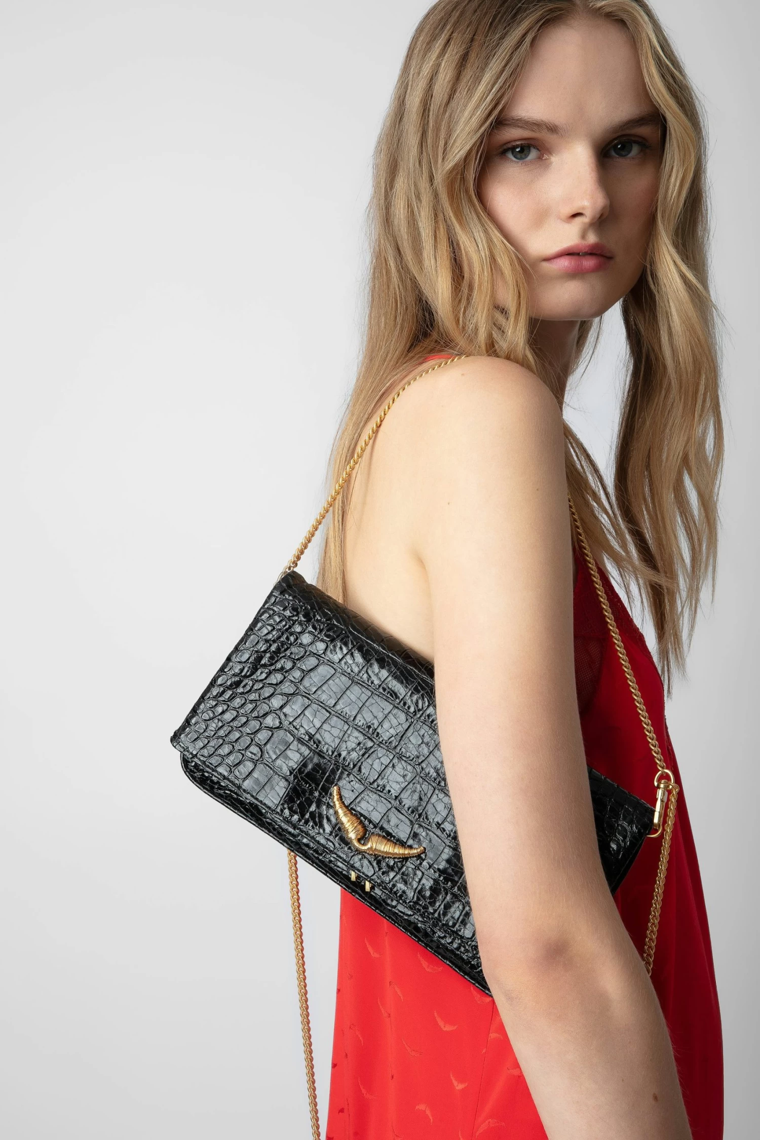 Zadig & Voltaire Rock Embossed Clutch Black 9 Zadig & Voltaire Rock Embossed Clutch Black - Image 7