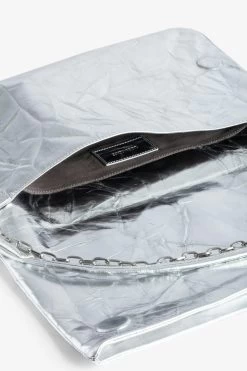 Zadig & Voltaire Rock Eternal XL Metallic Clutch Silver -Trendy Threads Deals LWBA02465 SILVER 5