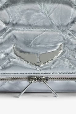 Zadig & Voltaire Rock Quilted Metallic Clutch Silver -Trendy Threads Deals LWBA02481 SILVER 2