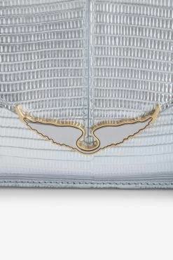 Zadig & Voltaire Borderline Embossed Metallic Clutch Silver -Trendy Threads Deals LWSG01257 SILVER 2