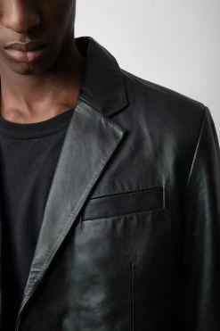 Zadig & Voltaire Valfried Leather Blazer Black -Trendy Threads Deals RMBL00017 NOIR 4