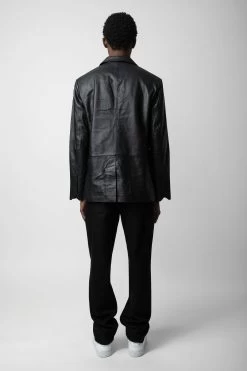 Zadig & Voltaire Valfried Leather Blazer Black -Trendy Threads Deals RMBL00017 NOIR 6