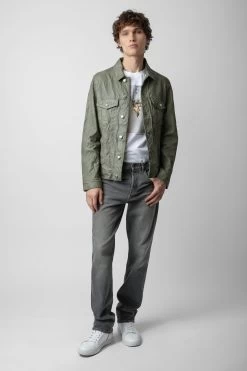 Zadig & Voltaire Base Crinkled Leather Jacket Treillis