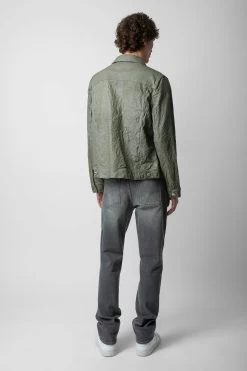 Zadig & Voltaire Base Crinkled Leather Jacket Treillis -Trendy Threads Deals RMOW00040 TREILLIS 5 1