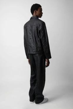 Zadig & Voltaire Lasso Crinkled Leather Jacket Black -Trendy Threads Deals RMOW00101 NOIR 5