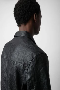 Zadig & Voltaire Lasso Crinkled Leather Jacket Black -Trendy Threads Deals RMOW00101 NOIR 6