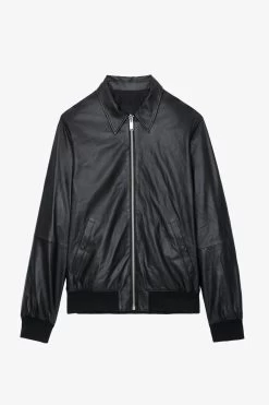 Zadig & Voltaire Mate Leather Jacket Black -Trendy Threads Deals RMOW00102 NOIR