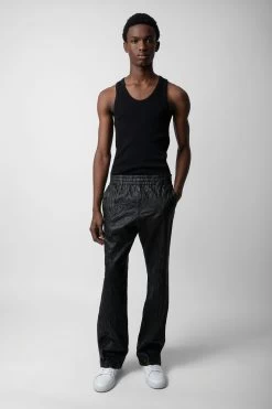 Zadig & Voltaire Pacha Crinkled Leather Pants Black