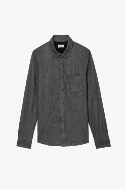 Zadig & Voltaire Serge Crinkled Leather Shirt Elephant 13 Zadig & Voltaire Serge Crinkled Leather Shirt Elephant -Trendy Threads Deals RMSH00010 ELEPHANT 1