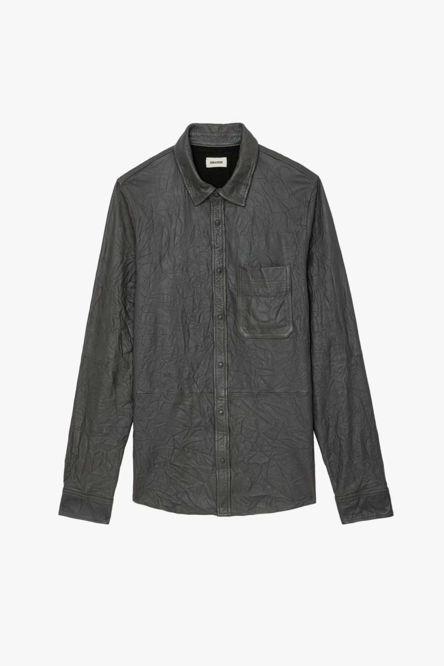 Zadig & Voltaire Serge Crinkled Leather Shirt Elephant 8 Zadig & Voltaire Serge Crinkled Leather Shirt Elephant - Image 6