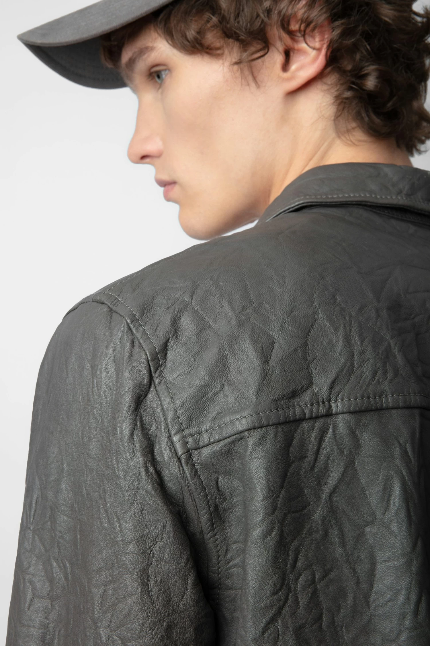 Zadig & Voltaire Serge Crinkled Leather Shirt Elephant 7 Zadig & Voltaire Serge Crinkled Leather Shirt Elephant - Image 5