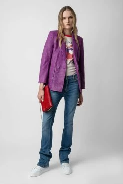 Zadig & Voltaire Visko Crinkled Leather Blazer Goa