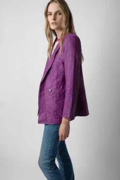 Zadig & Voltaire Visko Crinkled Leather Blazer Goa -Trendy Threads Deals RWBL00003 GOA 4