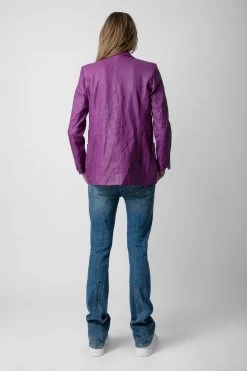 Zadig & Voltaire Visko Crinkled Leather Blazer Goa -Trendy Threads Deals RWBL00003 GOA 5