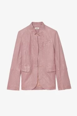 Zadig & Voltaire Very Crinkled Leather Blazer Primrose -Trendy Threads Deals RWBL00055 PRIMEROSE
